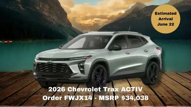2026 Chevrolet Trax ACTIV Order FWJX14 - MSRP 