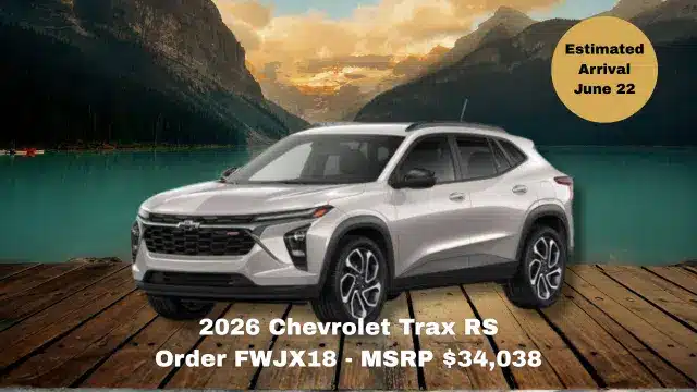 2026 Chevrolet Trax RS Order FWJX18 - MSRP 