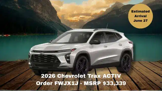 2026 Chevrolet Trax ACTIV Order FWJX1J - MSRP 