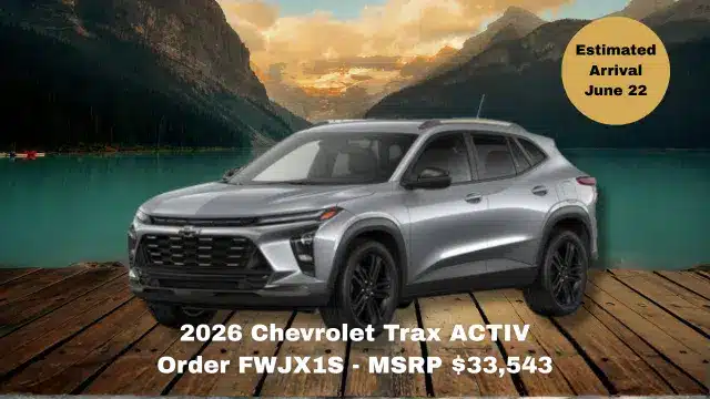2026 Chevrolet Trax ACTIV Order FWJX1S - MSRP 