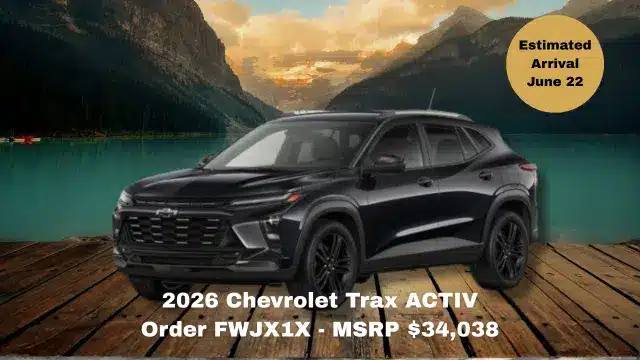 2026 Chevrolet Trax ACTIV Order FWJX1X - MSRP 