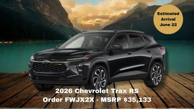 2026 Chevrolet Trax RS Order FWJX2X - MSRP 