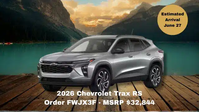 2026 Chevrolet Trax RS Order FWJX3F - MSRP 