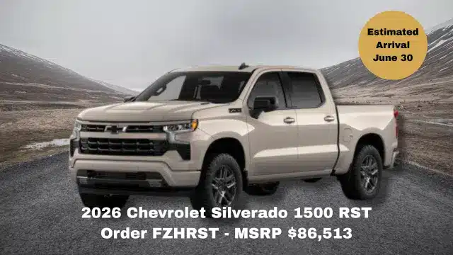2026 Chevrolet Silverado 1500 RST Order FZHRST - MSRP 