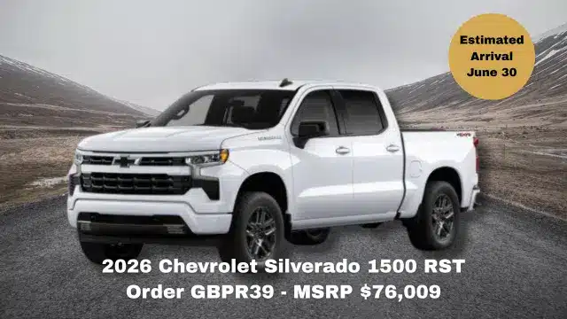 2026 Chevrolet Silverado 1500 RST Order GBPR39 - MSRP 