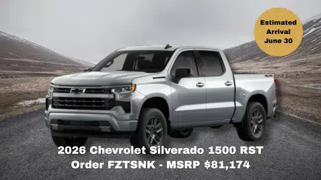 2026 Chevrolet Silverado 1500 RST Order FZTSNK - MSRP 